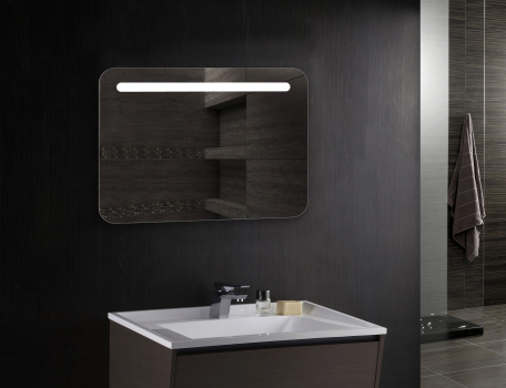 Зеркало закругленное с LED подсветкой вверху